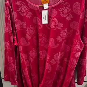 Ruby Rd. Red Paisley Floral Blouse